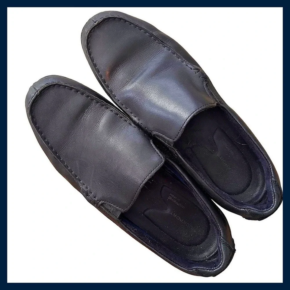 Rockport Adiprene By Adidas Mens Leather Slip‎ On Loafers Black Sz. 11